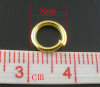 Picture of 200 PCs 8mm Dia., 1.2mm(17 gauge) Iron Based Alloy Open Jump Rings Findings For Jewelry Making Gold Plated Round