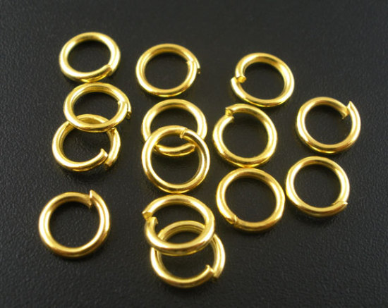 Immagine di 200 Pz 8mm Dia, 1.2mm(17 misura) Lega di Ferro Aperto Stile Anello di Salto Oro Placcato Tondo