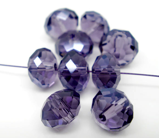 Picture of Crystal Glass Loose Beads Round Violet Transparent Faceted About 8mm Dia, Hole: Approx 1.3mm, 70 PCs