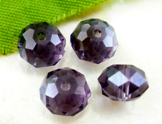 Picture of Crystal Glass Loose Beads Round Violet Transparent Faceted About 8mm Dia, Hole: Approx 1.3mm, 70 PCs