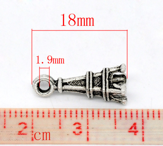 Picture of Zinc Metal Alloy 3D Charm Pendants Eiffel Tower Antique Silver Color 18mm( 6/8") x 6mm( 2/8"), 30 PCs