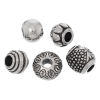 Picture of Acrylic European Style Large Hole Charm Beads Mixed Antique Silver Pattern About 11mm x8mm - 14mm x16mm Dia, Hole: Approx 4mm-5.8mm, 50 PCs