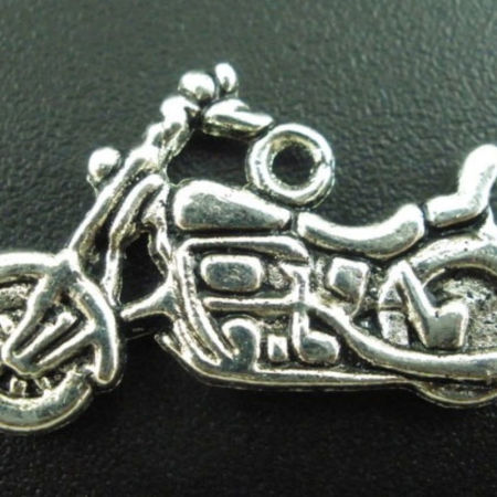 300 PCs Zinc Based Alloy Travel Charms Antique Silver Color Motorcycle 24mm x 14mm