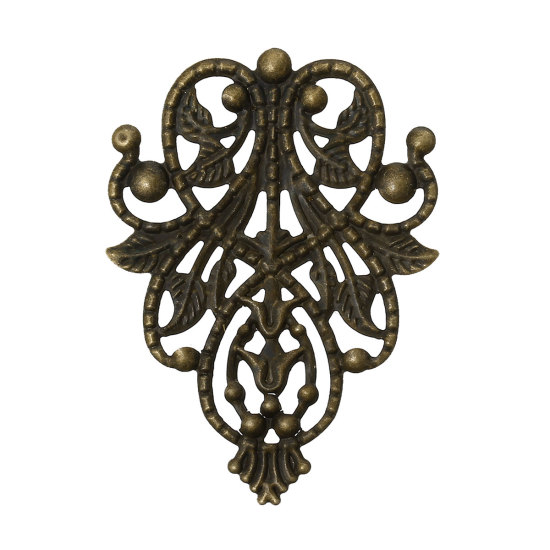 Picture of Filigree Stamping Embellishments Findings Flower vine Antique Bronze 4.8cm(1 7/8") x 3.5cm(1 3/8"), 7 PCs