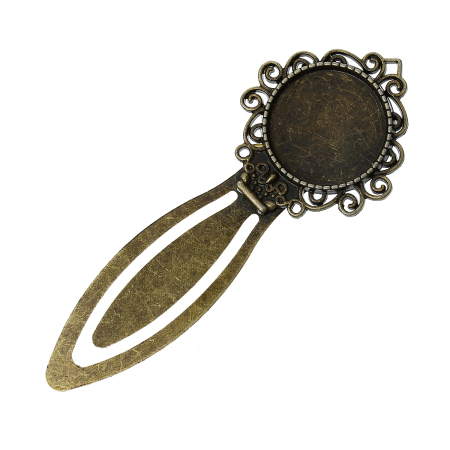 Изображение Закладки для Книг, Круглые Античная Бронза с узором “ Цветок ” 8.3см x 28.0mm, 5 ШТ 