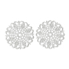 Picture of Brass Filigree Stamping Embellishments Findings Round Silver Plated Flower Hollow Pattern 25mm(1") x 25mm(1"), 3 PCs                                                                                                                                          