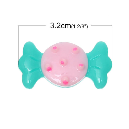 Picture of Resin Embellishments Candy Green & Pink 3.2cm x1.7cm(1 2/8" x 5/8"), 20 PCs