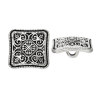 Picture of Zinc Based Alloy Metal Sewing Shank Buttons Square Antique Silver Color Flower Carved 13mm( 4/8") x 13mm( 4/8"), 100 PCs