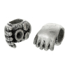 Picture of Ocean Jewelry Zinc Based Alloy European Style Large Hole Charm Beads Octopus Antique Silver Color Inlaid Diamonds About 13mm( 4/8") x 9mm( 3/8"), Hole: Approx 5mm, 50 PCs
