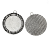 Picture of Zinc Based Alloy Cabochon Setting Pendants Round Disc Antique Silver Color (Fits 30mm Dia.) 4.3cm x 3.8cm, 10 PCs