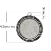 Picture of Zinc Based Alloy Cabochon Setting Pendants Round Disc Antique Silver Color (Fits 30mm Dia.) 4.3cm x 3.8cm, 10 PCs