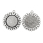 Picture of Zinc Based Alloy Cabochon Setting Pendants Round Disc Antique Silver Color Flower Hollow (Fits 25mm Dia.) 4.3cm x 3.9cm, 10 PCs