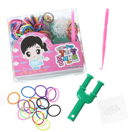 Rubber Bands For Loom Bracelet DIY Making Kit Set With S-Clips Hook At Random Mixed ,1Box(Approx 210PCs Rubber Bands/Packet)