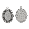 Picture of Zinc Based Alloy Cabochon Setting Pendants Oval Antique Silver Color (Fits 18mm x 13mm ) 29mm x 22mm, 50 PCs