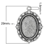 Picture of Zinc Based Alloy Cabochon Setting Pendants Oval Antique Silver Color (Fits 18mm x 13mm ) 29mm x 22mm, 50 PCs