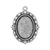 Picture of Zinc Based Alloy Cabochon Setting Pendants Oval Antique Silver Color (Fits 18mm x 13mm ) 29mm x 22mm, 50 PCs
