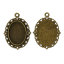 Immagine di Lega di Zinco Charm Ciondoli Ovale Tono del Bronzo Basi per Cabochon Addetti 18mm x 13mm 29mm x 22mm, 50 Pz