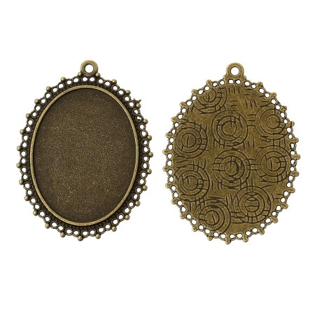 Imagen de Colgantes Bases Camafeo Aleación Óvalo,Tono Bronce (Apta 4cm x 3cm) 5.4cm x 4.1cm, 20 Unidades