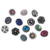Picture of 12mm Zinc Based Alloy Snap Button Fit Snap Button Bracelets Round Antique Silver Color At Random Mixed Color Mixed Multicolor Rhinestone , Knob Size: 4.8mm, 6 PCs