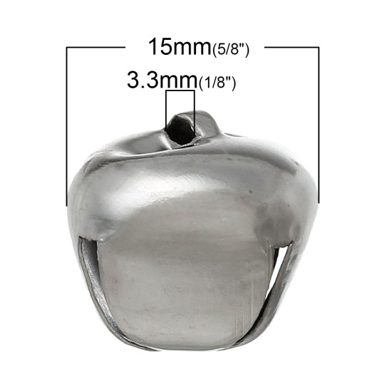 Picture of Alloy Charm Pendants Christmas Jingle Bell Silver Tone 15mm( 5/8") x 15mm( 5/8"), 10 PCs