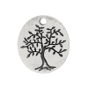 Imagen de Colgantes Aleación del Metal Del Zinc de Óvalo,Árbol Plata Antigua  LIFE IS A GIFT  Mensaje Tallado 20mm x 18mm, 30 Unidades