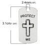 Image de Pendentifs en Alliage de Zinc Rectangle Gravé Mots "Protect Me" Argent Vieilli 3.1cm x 1.5cm, 20 Pcs