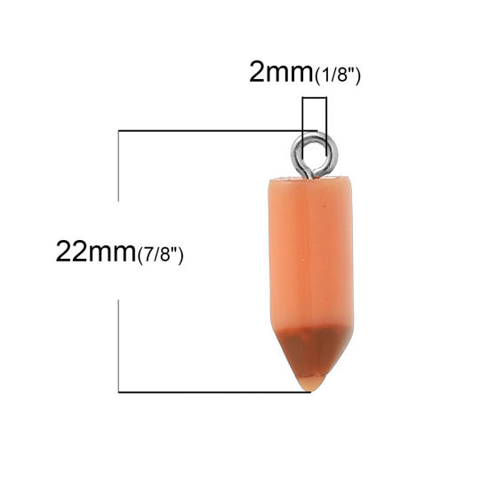 Picture of Graduation Jewelry Resin Charms Pencil Orange 21mm x 7mm( 7/8" x 2/8"), 20 PCs