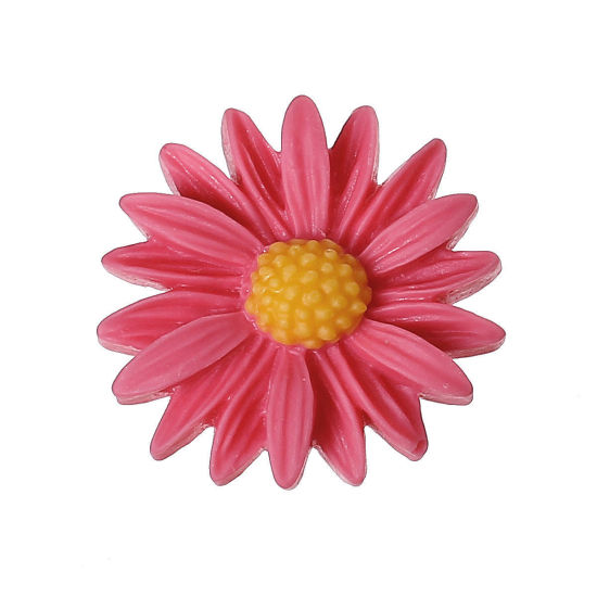 Picture of Resin Embellishments Daisy Flower Fuchsia 27mm x 25mm(1 1/8" x 1"), 30 PCs