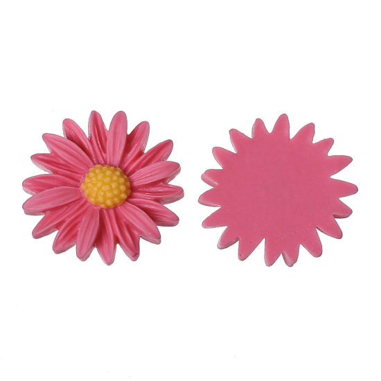 Picture of Resin Embellishments Daisy Flower Fuchsia 27mm x 25mm(1 1/8" x 1"), 30 PCs