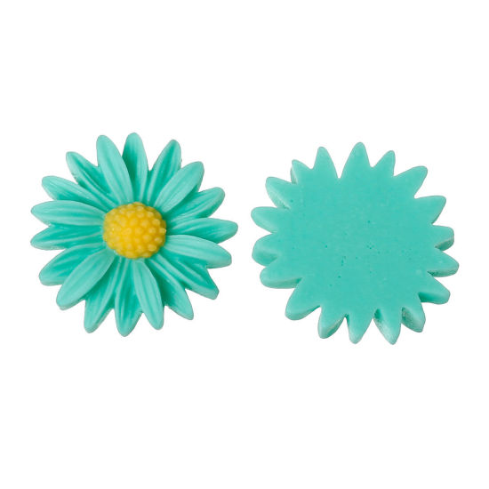 Picture of Resin Embellishments Daisy Flower Green 27mm x 25mm(1 1/8" x 1"), 30 PCs