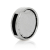Picture of Zinc Based Alloy Slide Beads Flat Round Antique Silver Color Cabochon Settings (Fits 15mm Dia.) About 17mm Dia, Hole:Approx 11.1mm x 2.2mm (Fits 11mm x 2mm Cord), 30 PCs