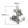 Imagen de Colgantes Aleación Ancla Flor Plata Antigua  3.8cm x 3.2cm, 10 Unidades