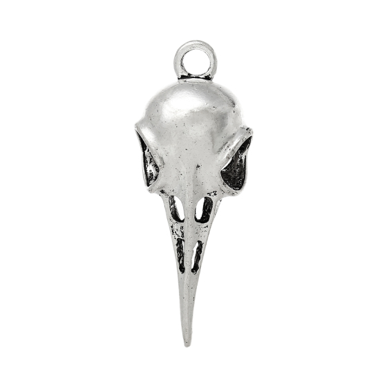 Bild von Zinklegierung Charm Anhänger Vögel Antik Silber 49mm x 19mm, 5 Stücke