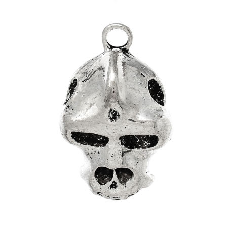 Colgantes Aleación Cráneo Plata Antigua  4.1cm x 2.6cm, 5 Unidades
