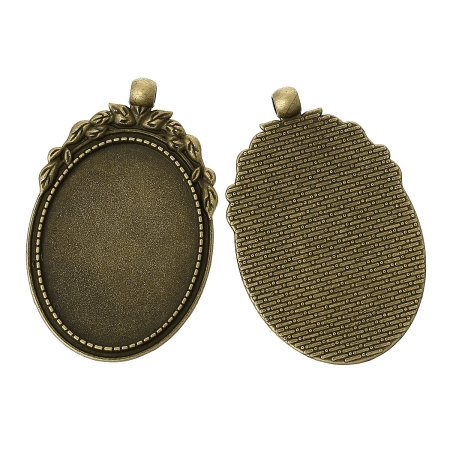 Zinc Based Alloy Cabochon Setting Pendants Oval Antique Bronze (Fits 4cm x 3cm) 5.6cm x 3.6cm, 10 PCs