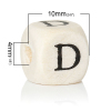 Picture of Wood Spacer Beads Cube Natural Alphabet/ Letter "D" 10mm x 10mm, Hole: Approx:4mm, 30 PCs