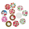 Picture of Natural Wood Sewing Buttons Scrapbooking 2 Holes Round At Random Mixed Christmas Pattern 24mm(1") Dia, 100 PCs