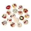 Picture of Natural Wood Sewing Buttons Scrapbooking 2 Holes Round At Random Mixed Christmas Pattern 15mm( 5/8") Dia, 200 PCs