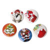 Picture of Natural Wood Sewing Buttons Scrapbooking 2 Holes Round At Random Mixed Christmas Santa Claus Pattern 15mm( 5/8") Dia, 200 PCs