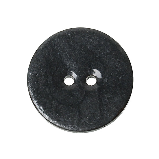 Изображение Кокосовая Койра Шитье Пуговицы  Круглые Темно-серый С двумя отверстиями 25мм диаметр, 10 ШТ