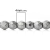 Picture of Hematite Beads Round Silver Tone Faceted About 4mm Dia, Hole: Approx 1mm, 40cm(15 6/8") long, 1 Strand (Approx 95 PCs/Strand)