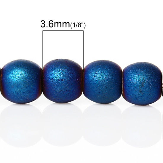Bild von Hämatit Perlen Rund Blau Matt ca. 4mm D., Loch:ca. 1mm, 40cm lang, 1 Strang (ca. 90 Stück/Strang)