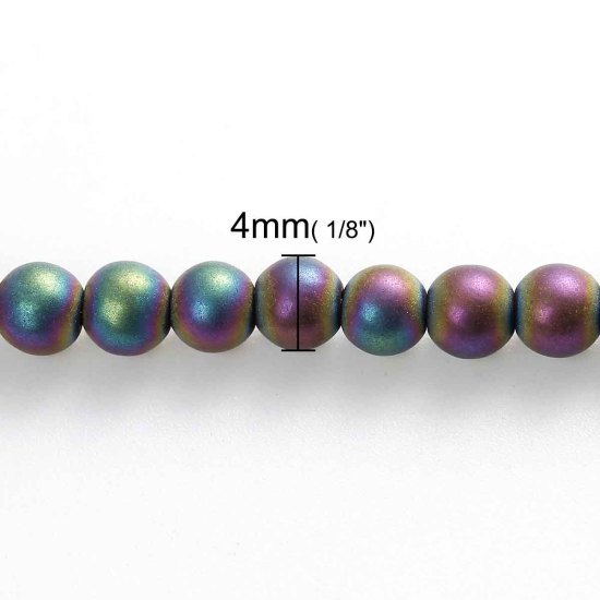 Bild von Hämatit Perlen Rund Bunt Matt ca. 4mm D., Loch:ca. 1mm, 40cm lang, 1 Strang (ca. 100 Stück/Strang)