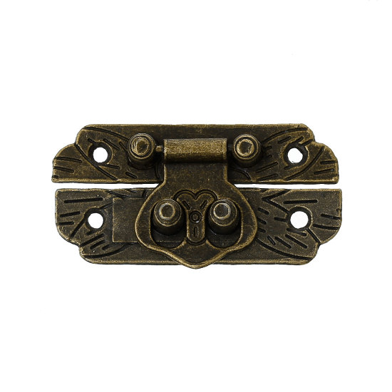 Image de Fermoirs de Valise en Alliage de fer Bronze Antique Motifs, 4.7cm x 25mm, 10 Kits