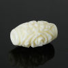 Picture of (Grade D) Coral (Imitation) Loose Beads Barrel Beige Flower Carved About 16mm( 5/8") x 9mm( 3/8"), Hole: Approx 2mm, 20 PCs
