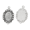 Image de Pendentif en Alliage de Zinc Ovale Argent Vieilli (Convenable à Cabochon 18mm x 13mm ) 31mm x 20mm, 50 PCs
