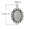 Image de Pendentif en Alliage de Zinc Ovale Argent Vieilli (Convenable à Cabochon 18mm x 13mm ) 31mm x 20mm, 50 PCs