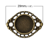 Picture of Zinc metal alloy Connectors Findings Oval Antique Bronze Cabochon Settings (Fits 14mm Dia.) 29mm(1 1/8") x 21mm( 7/8"), 4 PCs