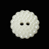 Picture of Acrylic Sewing Buttons Scrapbooking 2 Holes Flower Creamy-White Dot Carved 12mm( 4/8") x 12mm( 4/8"), 50 PCs