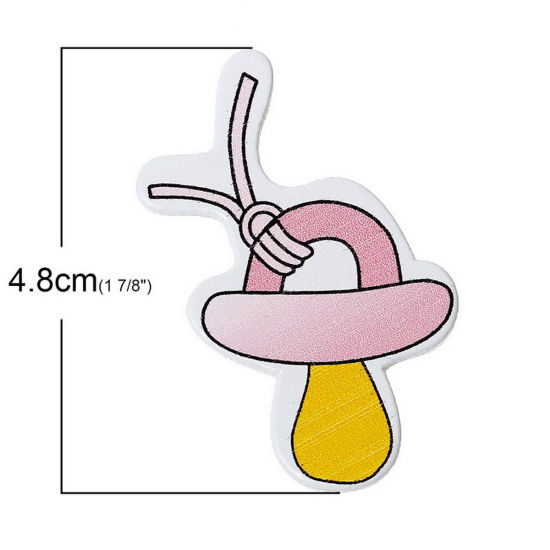 Immagine di Legno Cabochon per Abbellimento Dentaruolo Rosa 4.8cm x 3.1cm, 50 Pz